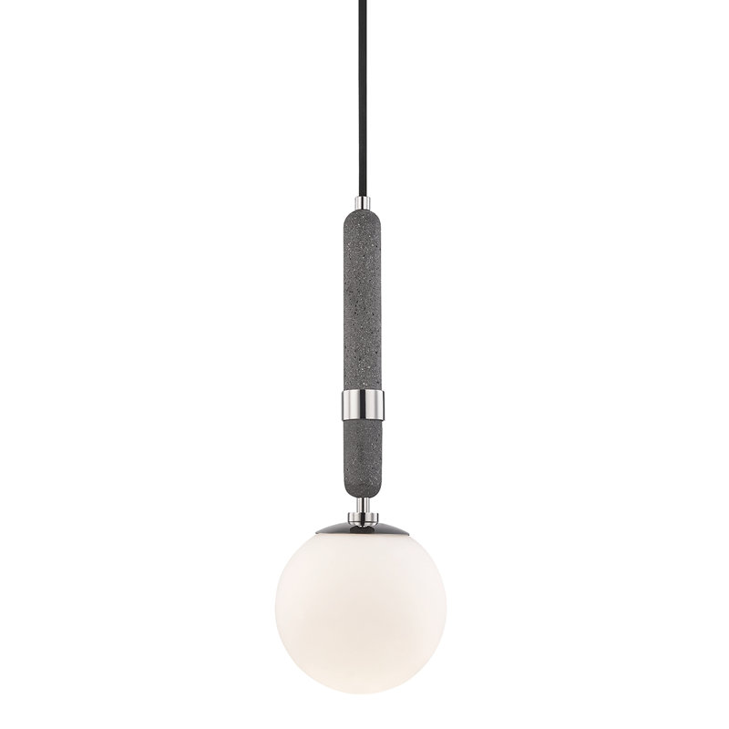 Luminaire suspendu sphère 1 lumière Harley, Nickel poli, H 20 po x l 7 po x P 7 po