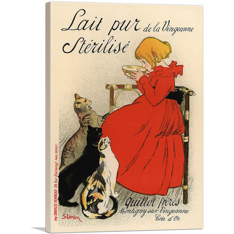 «Lait Pur Sterilize de la Vingeanne 1894» par Theophile Steinlen, reproduction d'art sur toile tendue