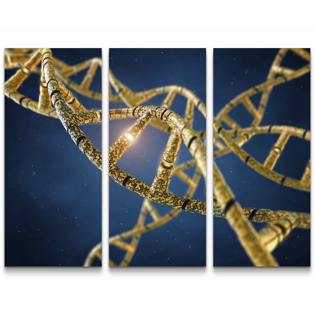 3-tlg. Leinwandbilder-Set Genetisch veränderte DNA-Moleküle