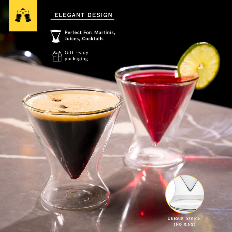 Verres à martini sans pied à double paroi 8 oz