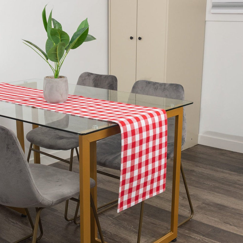 Vallery Rectangle Gingham Cotton Table Runner, 54" x 13"