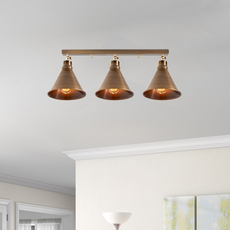 Lustre industriel rétro, structure en métal brun, 28,3 po x 7,9 po x 10,2 po | 3 x douilles E27 (40 W maximum) | Design scandinave élégant, parfait pour la salle à manger et les espaces de vie | Certifié IP20, plaque de base robuste de 22,8 po x 2,4 po x 1,6 po