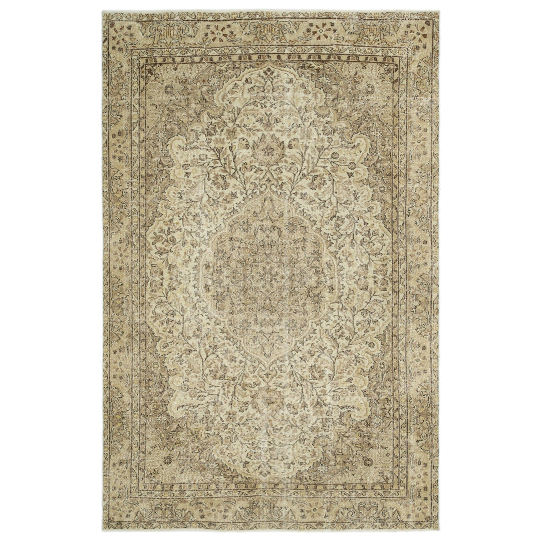 Atina Beige Vintage Wool Handmade Area Rug