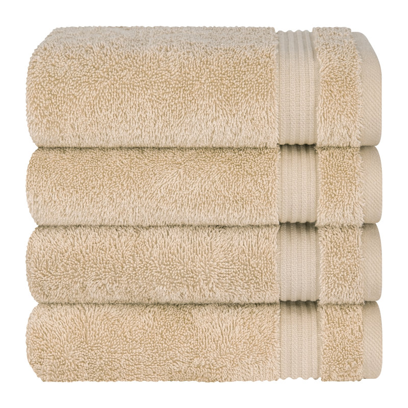 100% Cotton Turkish  Hand Towel Set, 4 Piece Soft, Absorbent Hand Face Towels, Sand Taupe