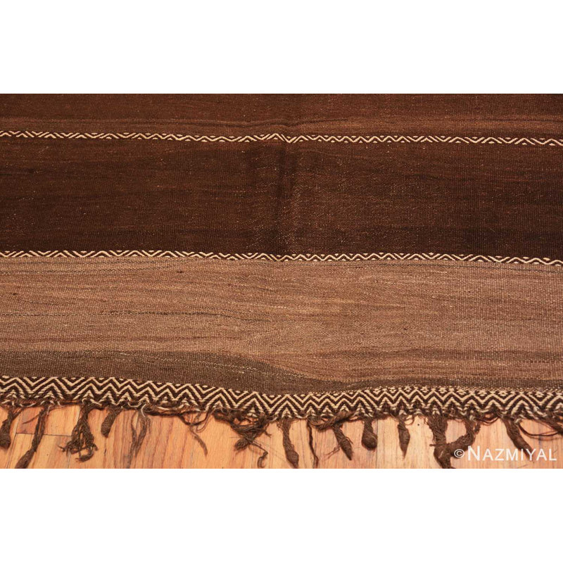 Tapis brun brun rétro Mid-Century Kilim