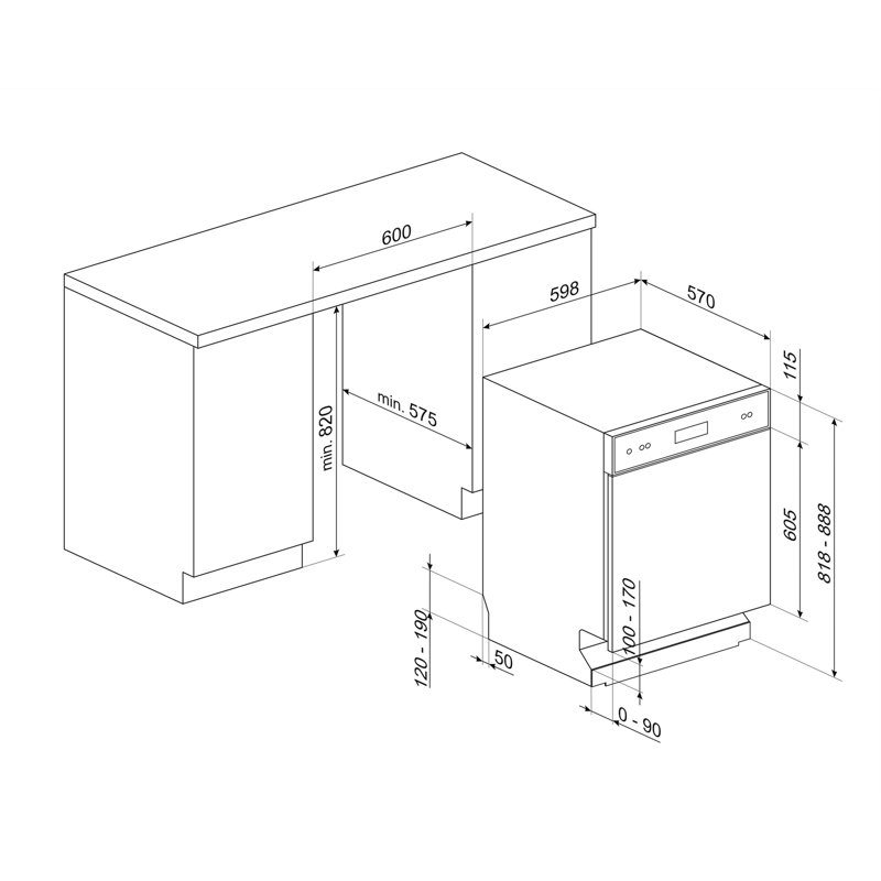SMEG Front-Control ADA, 50Db Dish