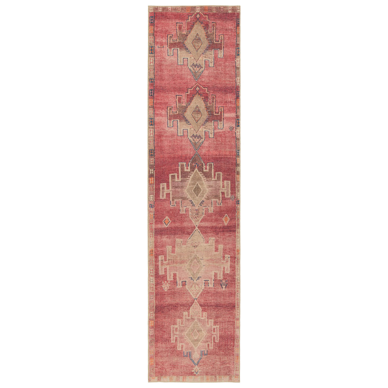 Asuncin Oriental Pink/Tan Area Rug (2'6"X10'), Runner 2'6" x 10'