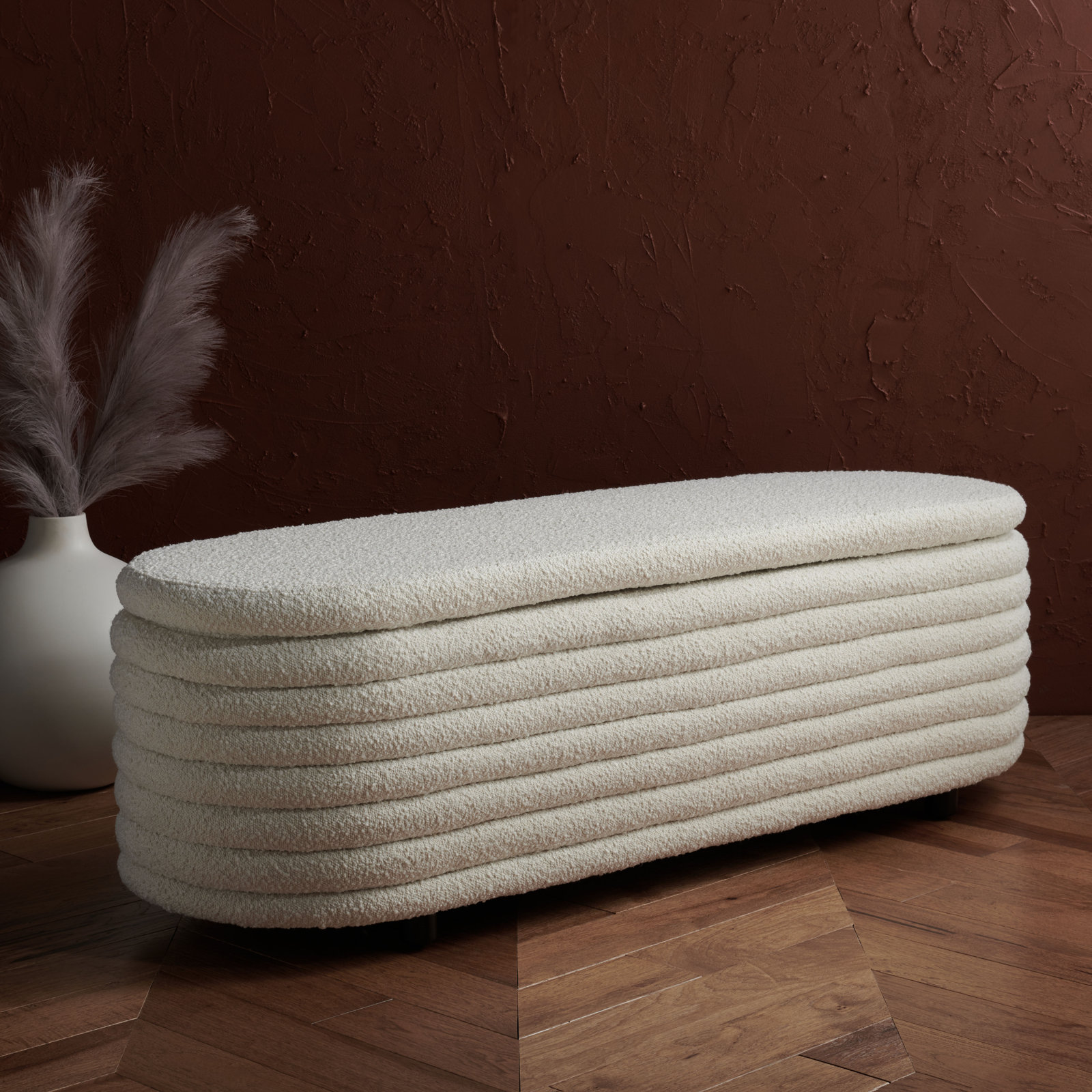 Delray Upholstered Flip Top Storage Bench, Ivory