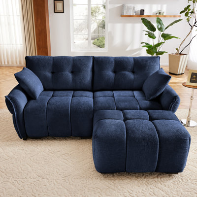Tissu bleu à 2 chenilles avec un look simple et élégant, un revêtement texturé doux, une structure de base moderne dans un style exquis pour un dortoir, un aménagement confortable et personnalisable