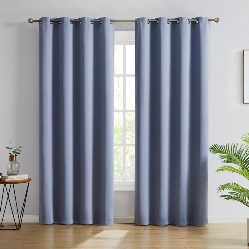 Gerlach Polyester Blackout Thermal Grommet Curtain Pair, 52" W x 63" L, Pearl Ivory