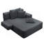 Luxueuse chaise longue en velours côtelé moelleux avec 3 coussins, canapé-lit convertible avec poche de rangement, conception sans cadre et mousse de compression pour les petits espaces, salon, appartement, gris foncé-189001402-189001028