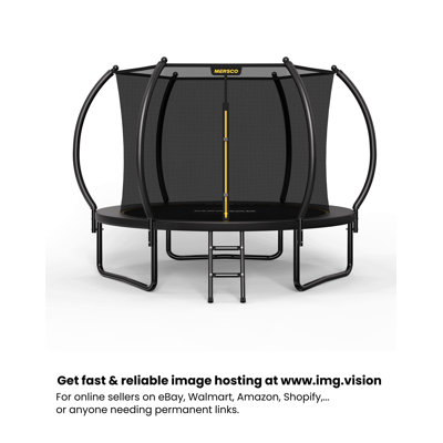 Trampoline d'extérieur MERSCO de 3 m avec filet de sécurité et échelle, homologué ASTM, pour enfants et adultes, cadre avec revêtement antirouille, capacité de charge accrue, noir