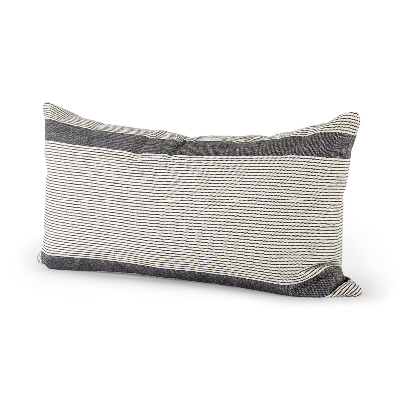Housse de coussin rectangulaire , Hauteur (14 po) x largeur (26 po), Beige/noir
