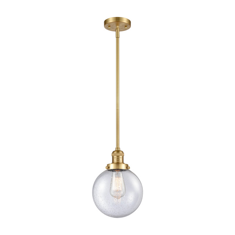 Clementina 1 - Light Single Pendant, 6 Watt Vinage LED Bulb, Seedy, Satin Gold