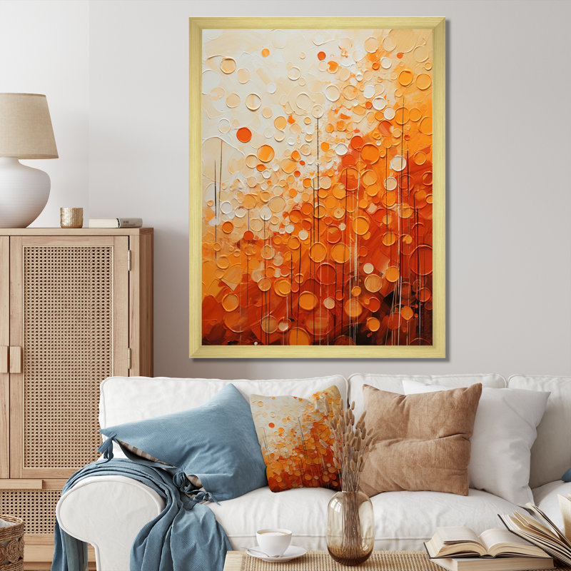 Tangerine Tango IV - Abstract Landscapes Canvas Art, 40" H x 30" W x 1.5" D, Gold Single Picture Framed