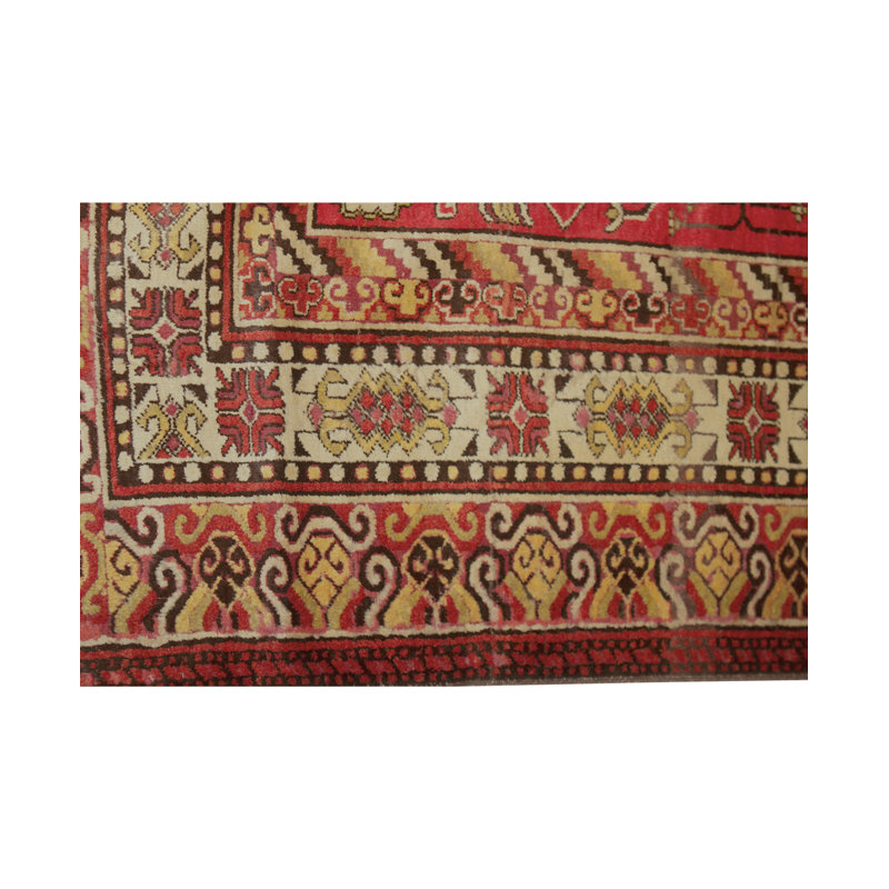 Tapis rouge et ivoire noué à la main de haute qualité