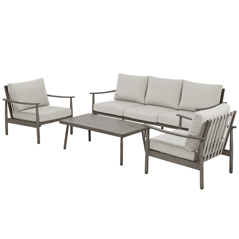 Mariene 5 - Person Patio Conversation Set with Cushions, Gray, Gray