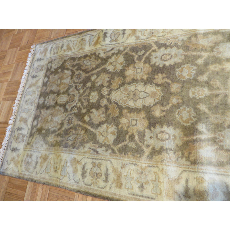 Tapis de zone en laine 3 pi x 11 pi 8 po one-of-kind noué la brown Josephson