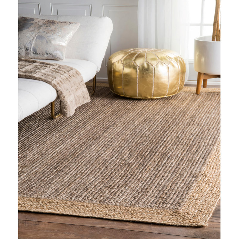 Tapis rectangulaire en jute tissé à la main 3 pi 11 po x 5 pi 11 po naturel / gris
