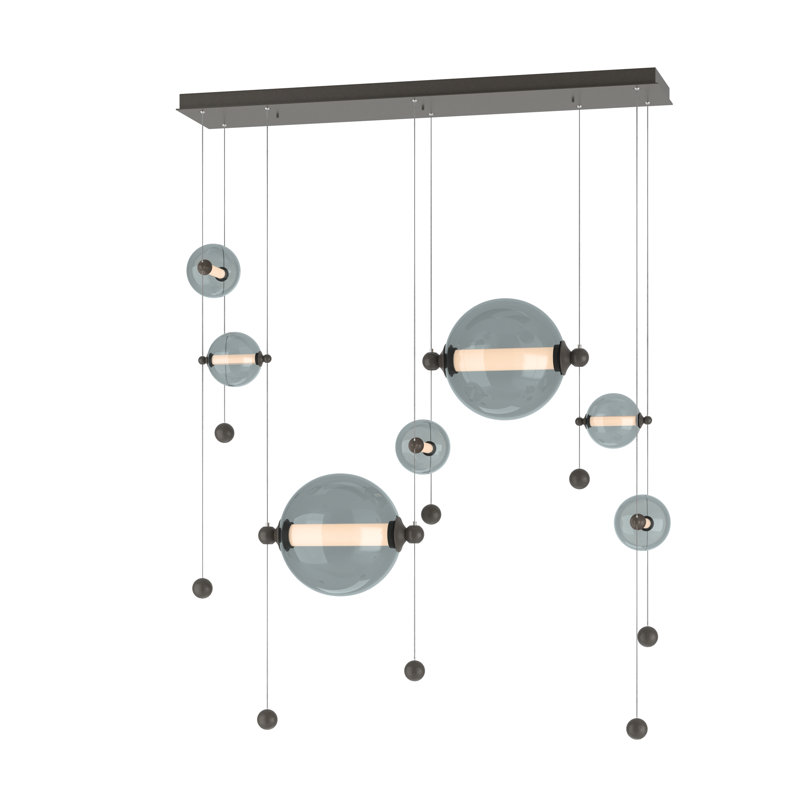 Abacus 7 - Light Cluster Globe LED Pendant, Cool Gray, Dark Smoke