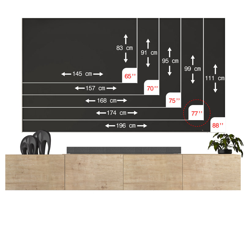 Multi Design Floating Tv Stand, Natural Wood