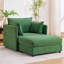 Très grand fauteuil d'appoint en chenille surdimensionné à assise profonde, méridienne rembourrée, repose-pieds avec rangement assorti et trois coussins décoratifs, parfait pour un appartement, une chambre à coucher ou un salon-559964520