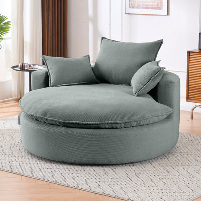 Fauteuil d'appoint pivotant à 360 °, fauteuil demi-tonneau en velours côtelé, fauteuil confortable sans os de 57 pouces pour le salon, la chambre à coucher et un appartement