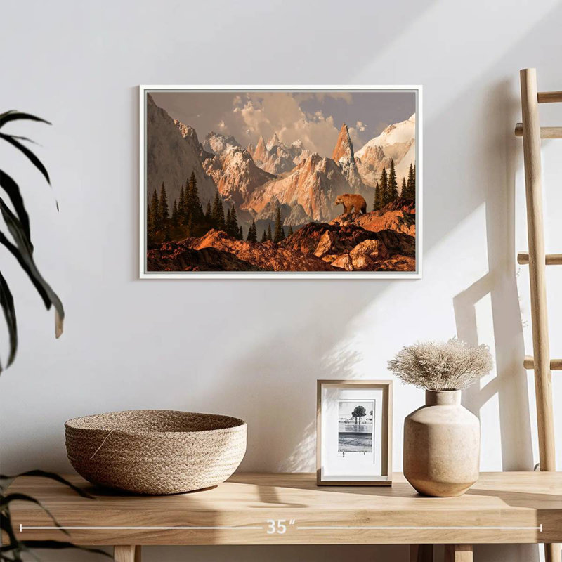 Rocky Mountain Bear, 19 po x 13 po, Cadre flottant blanc