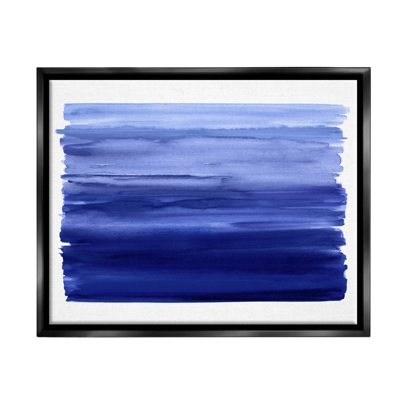 Art de la giclée en forme de dégradé bleu brossé par Allie Corbin, Cadre flottant noir de jais, H 17 po x l 21 po x P 1,7 po