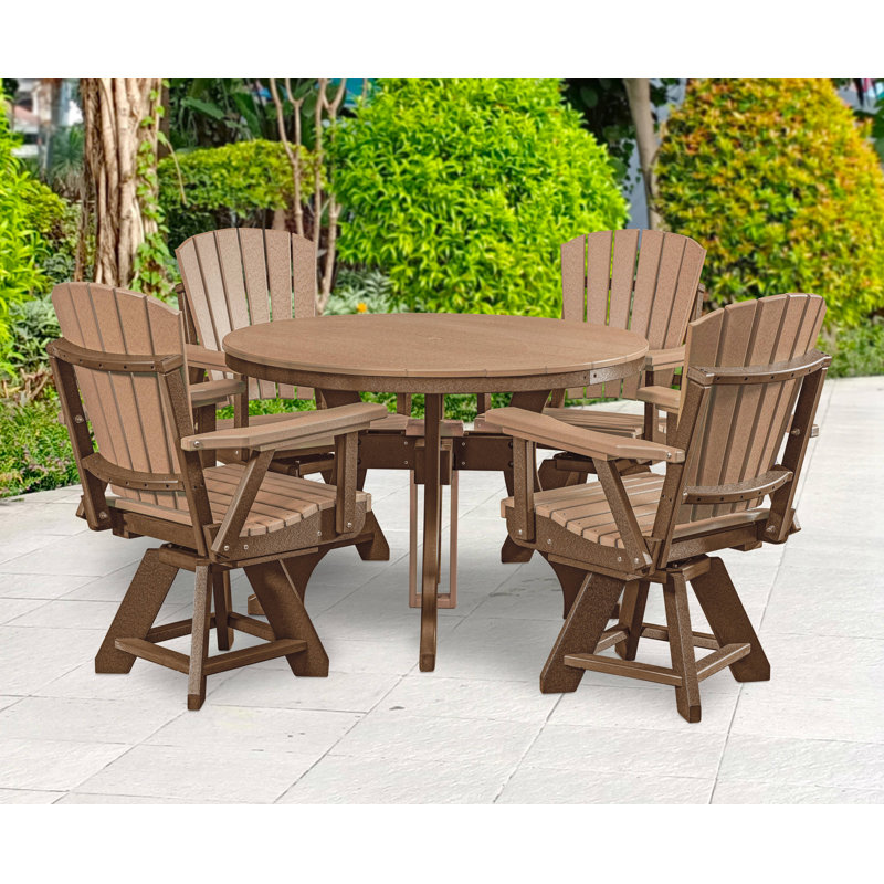 Alsworth 4 - Person Patio Dining Set with Round Table, Brown