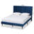 Meiya Gothard Modern And Contemporary Grey Velvet Fabric Upholstered And Dark Brown Finished Wood Queen Size Platform Bed-827027559-827027558