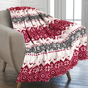 Luxury Super Soft Dog Blanket Small - Poinsettia Red and Cream