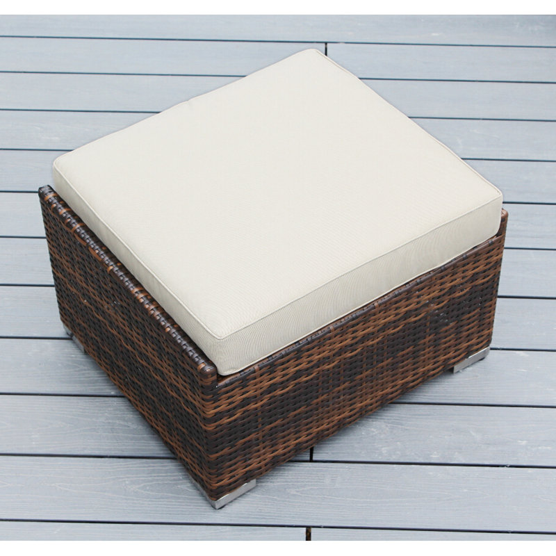 Repose-pieds avec coussin Billyjo, Sunbrella® beige, Noir