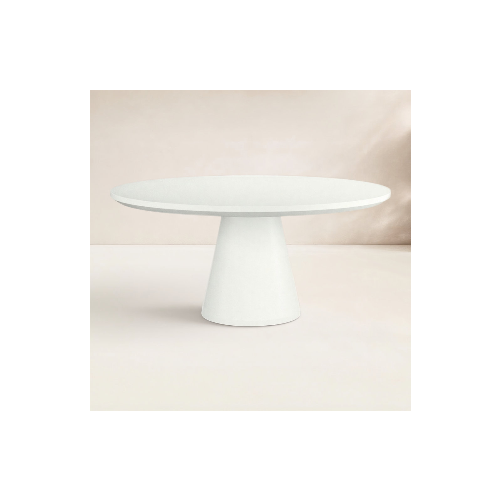 Delijah 63'' Concrete Outdoor Dining Table, Bone