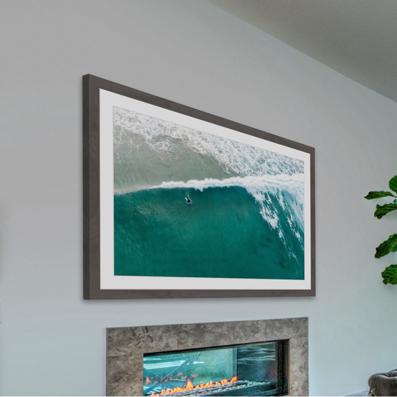 « caquoi the wave »-cadre photo, reproduction de photo sur papier, H 12 po x l 18 po x P 1,5 po, Encadré gris