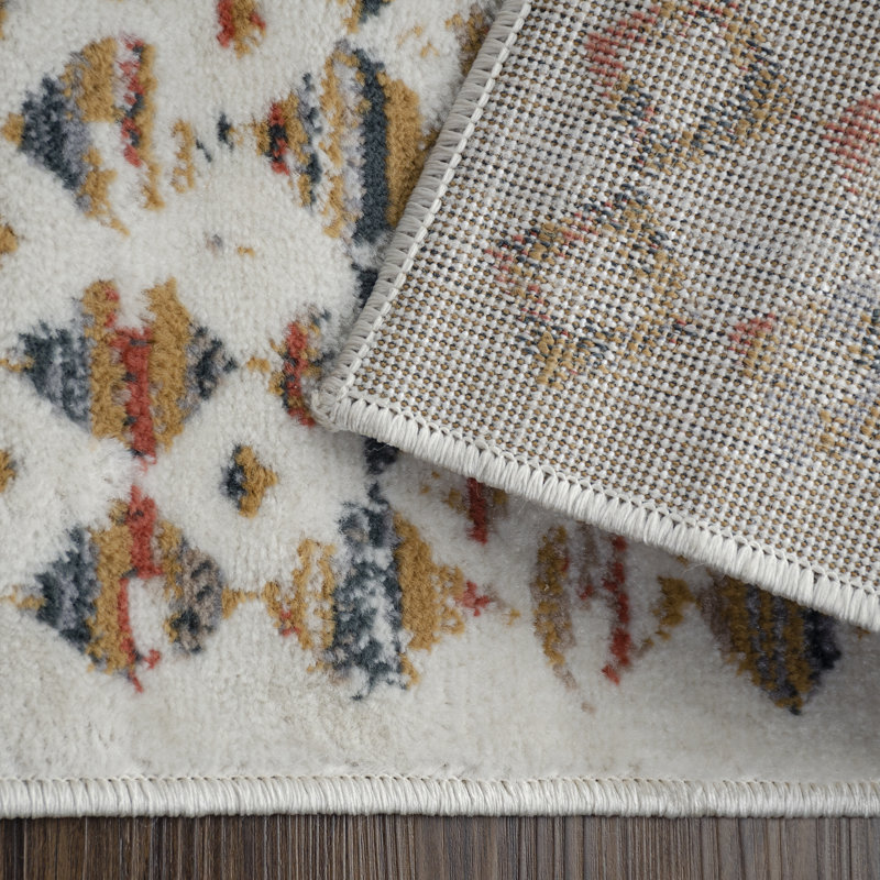 Jabriah Abstract Geometric Diamonds Polypropylene Indoor Area Rug with Jute Backing, Rectangle 4' x 6'