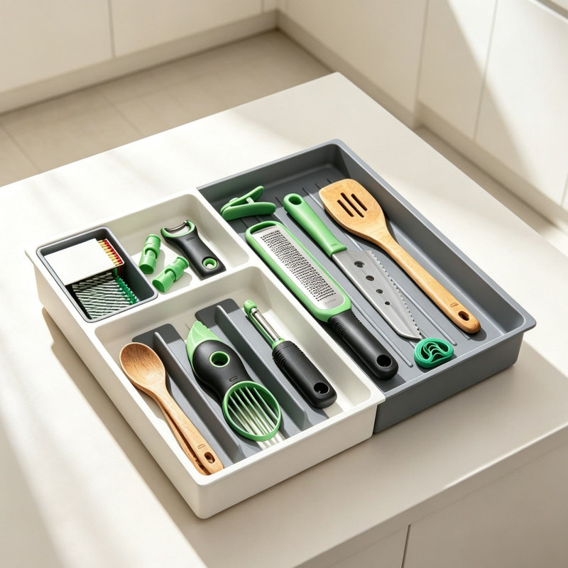 Plastic Rectangle Utensil Storage Set