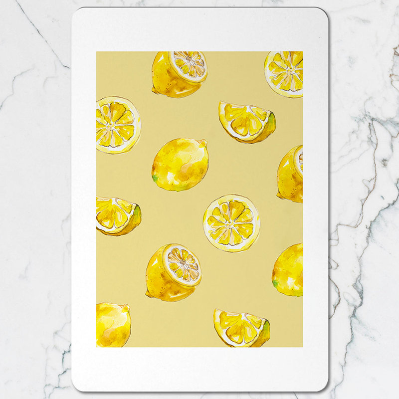 Signature Lemon Print Placemats And Coasters Set Of 12 With Wooden Base And High End Artwork