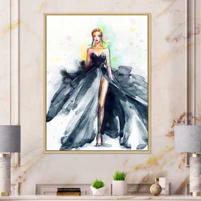 Black Elegant Fashion Woman Dress " Black Elegant Fashion Woman Dress " Painting Print