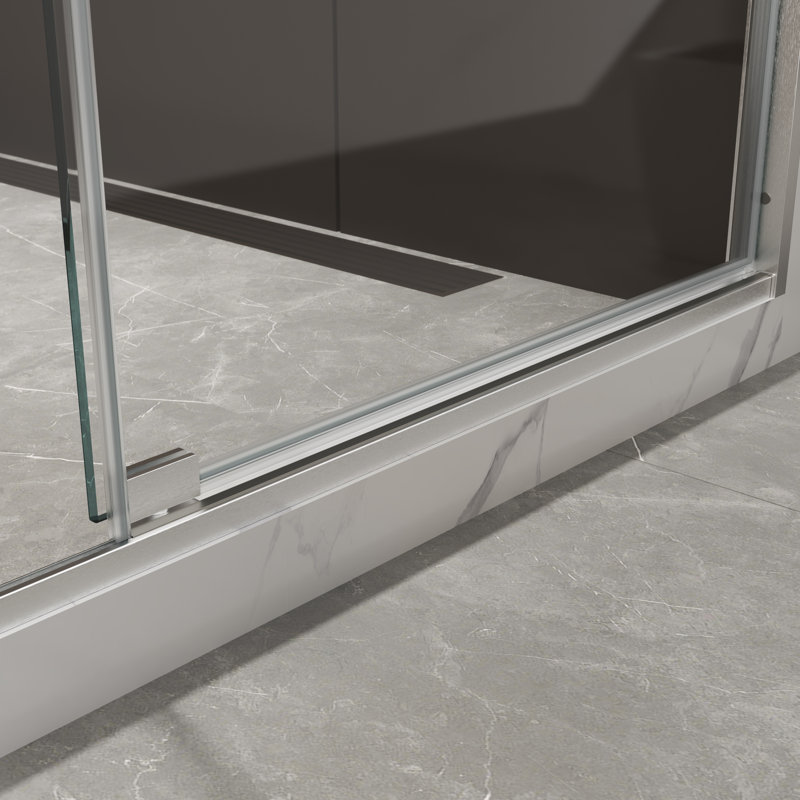 Porte de douche pivotante l 44-48 "x H 74" avec verre trempé ouvert vers l'extérieur de 105 ° 5/16 ", Brushed Nickel