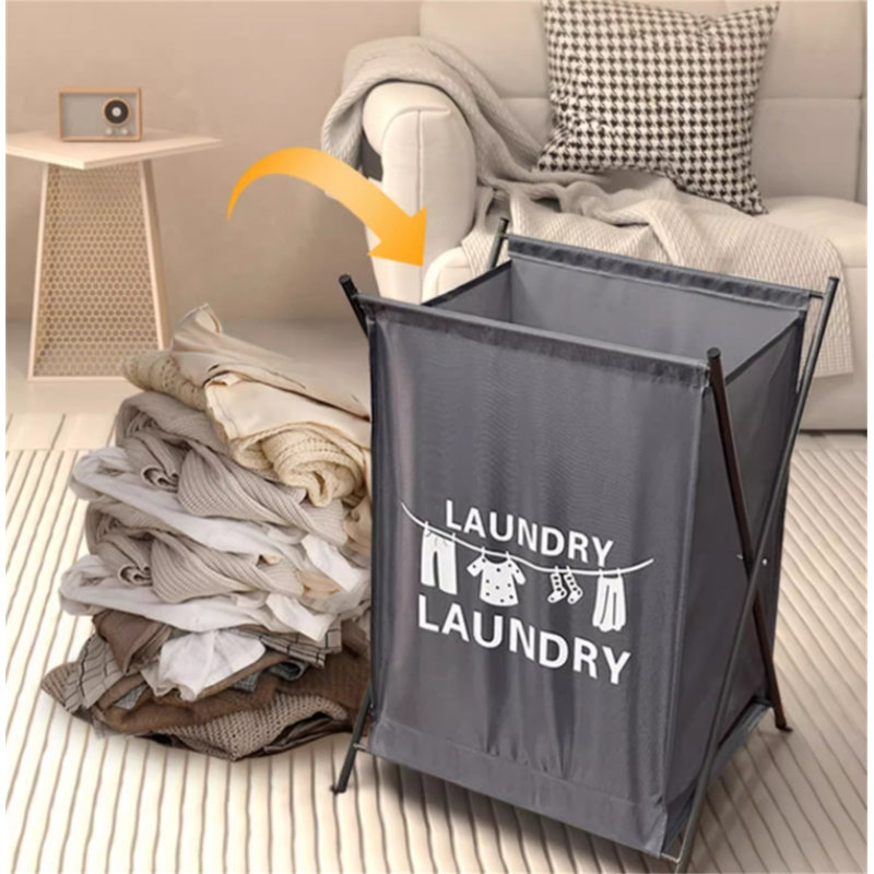 Fabric Laundry Hamper, Gray