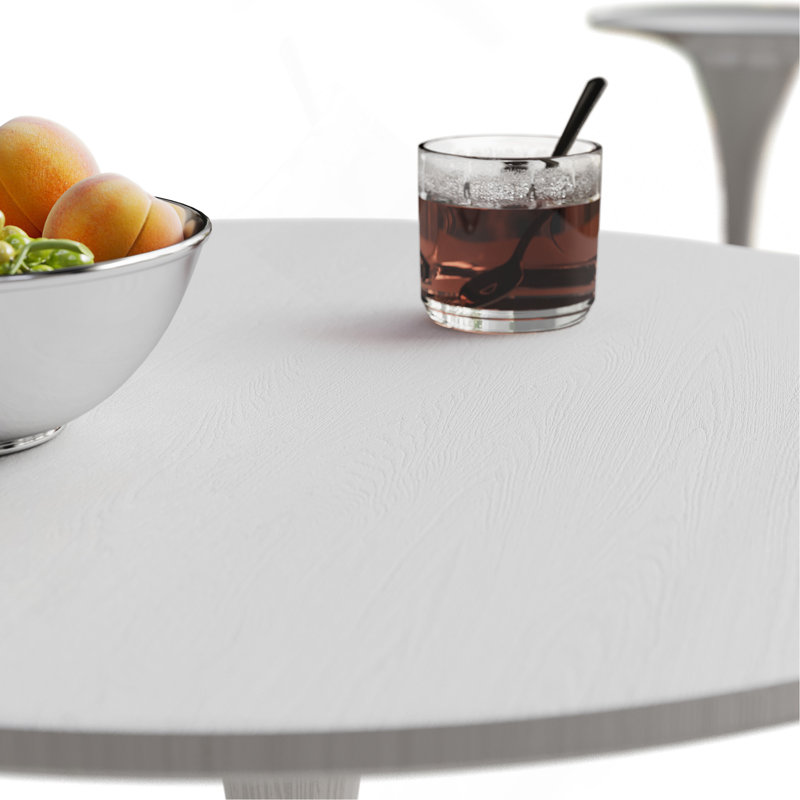 Bjarnheiður Pedestal Dining Table, White, White, 29.11" H x 23.61" W x 23.61" D