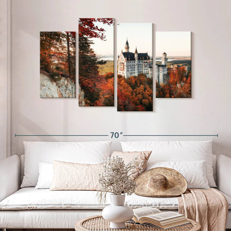 Lilie en automne au château de Neuschwanstein, H 32 po x l 52 po
