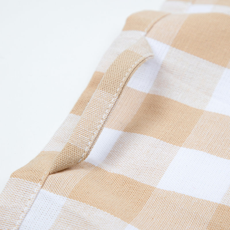 Cotton Plaid Jacquard Tea Towel Kitchen Towel, Beige/White