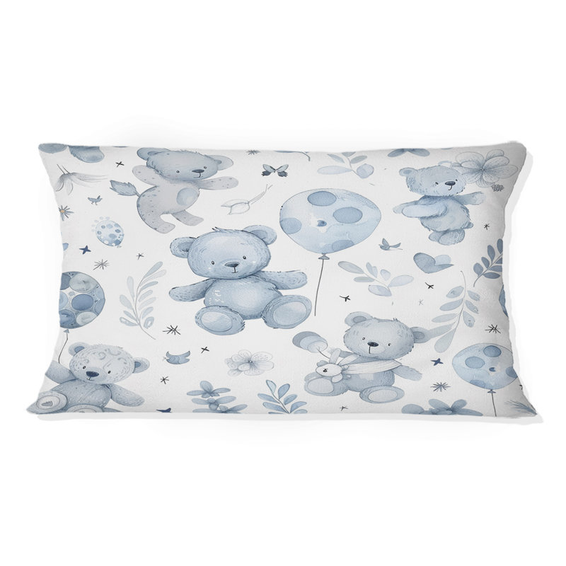Motif d'ourson bleu et blanc Boho, Forme rectangulaire, H 12 po x l 20 po