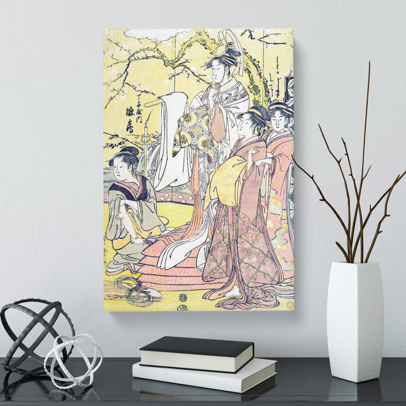 Oiran Hinazuru by Kitagawa Utamaro - Wrapped Canvas, 50cm H x 35cm W x 3cm D