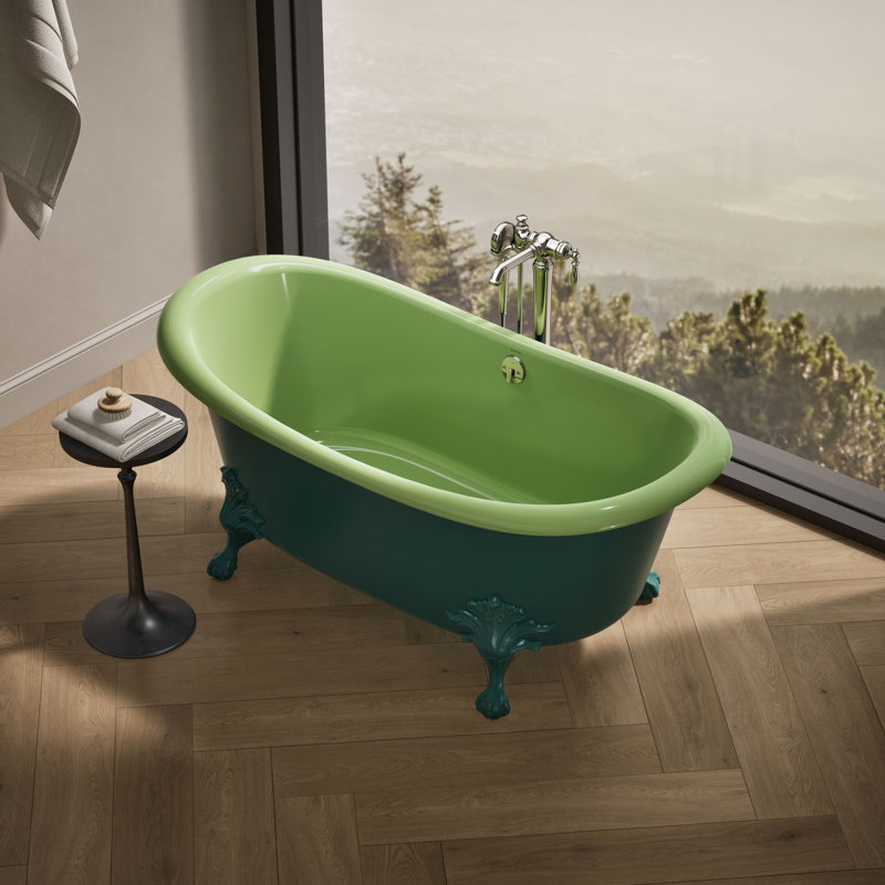 Artifacts 66-1/8 In. X 32-1/2 In. Freestanding Bath, Teal/Green