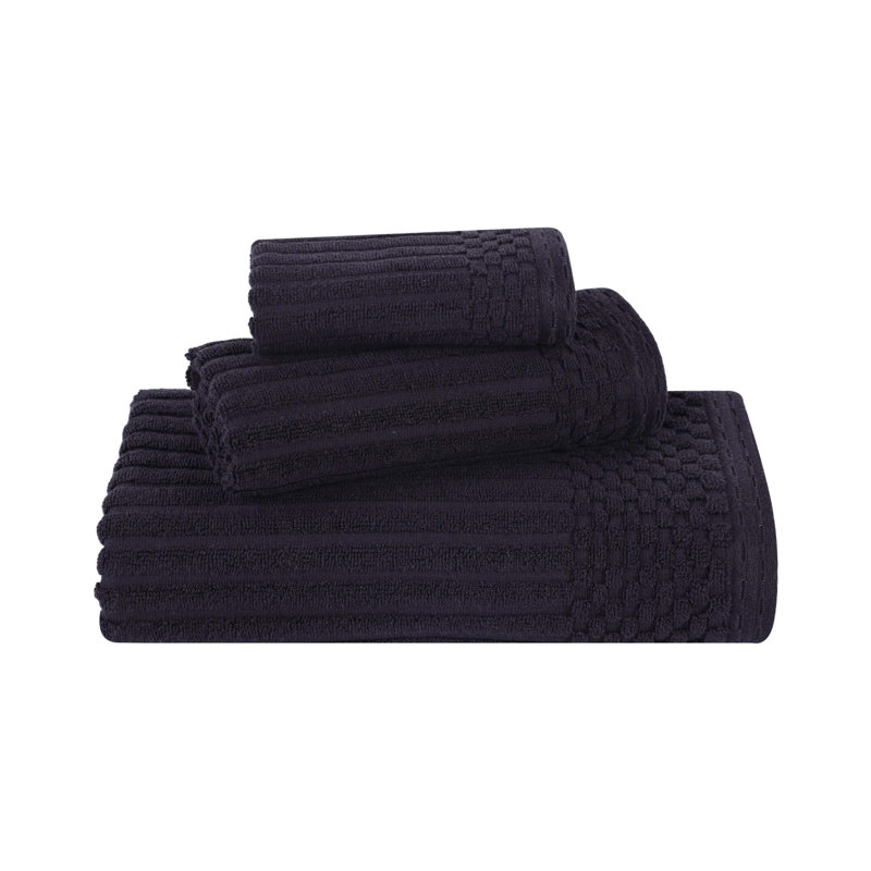 Collection de serviettes à bordure à carreaux en coton 3 pièces Soho Spa, Ensemble de serviettes 3 pièces, Sarcelle