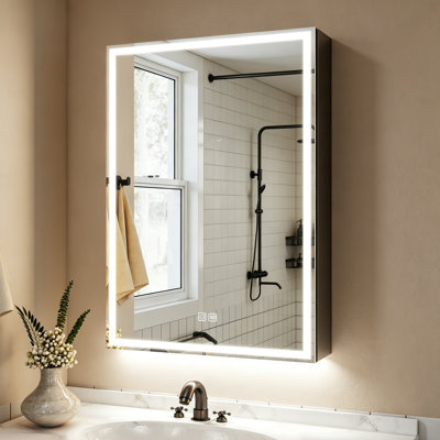 495.3 mm W 698.5 mm H Mirrored Bathroom Cabinets with Mirror and 3