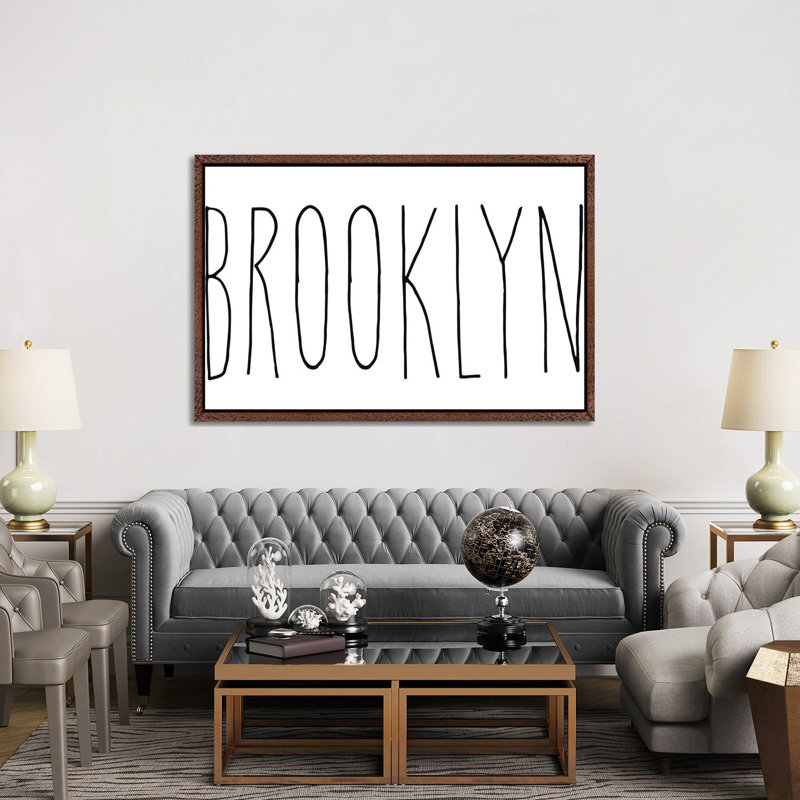 Brooklyn by Mirano - Print on Canvas, 101.6cm H x 152.4cm W x 3.81cm D, Classic Brown Wood Framed